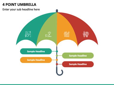 4 Point Umbrella Powerpoint Template Ppt Slides