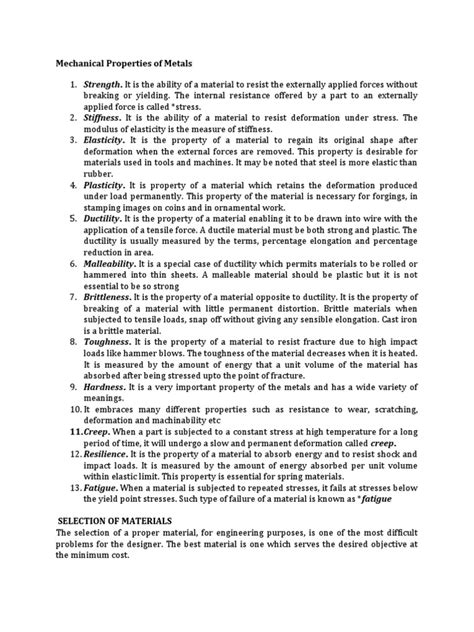 Mechanical Properties of Metals | PDF