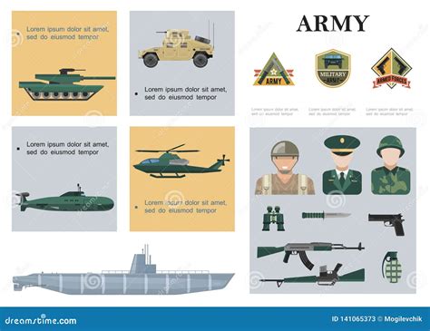 Flat Military Dictator Set Design Concept Vector Illustration