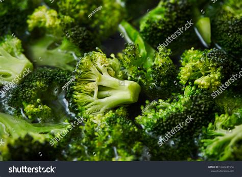 Boiling Broccoli Background Studio Shot Stock Photo 1646241556