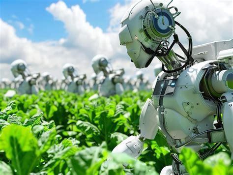 Agricultural Robots Tending Crops Automation In The Fields Future Farming Today Premium Ai