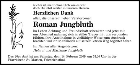 Traueranzeigen Von Roman Jungbluth Saarbruecker Zeitung Trauer De