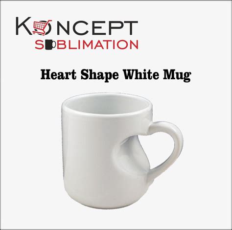 Round Ceramic Heart Cut Shape Sublimation White Mug Capacity 330 Ml