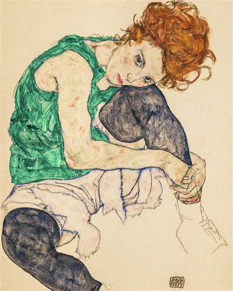 Egon Schiele Woman Seated Bent Knee