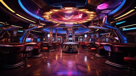 Sci-fi Interior of Futuristic Space Bar or Saloon with Neon Cyberpunk ...