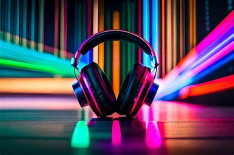 Premium Ai Image Headphones On A Colorful Neon Background