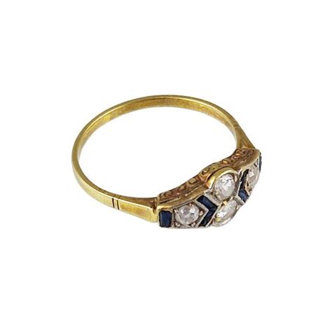 Anillo Art Dec Oro K Brillantes Y Zafiros Zorrilla