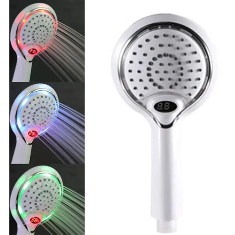 LED Temperature Control Digital Display Shower Material ABS Shower Head Pressurized Handheld ...