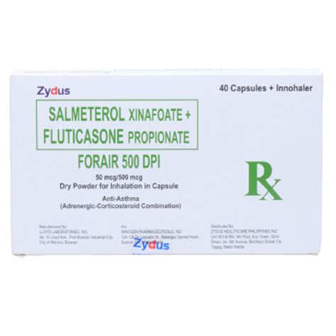 Forair Forair 500 Dpi Salmeterol Xinafoate Fluticasone Propionate 50mcg 500mgc 40 Capsules