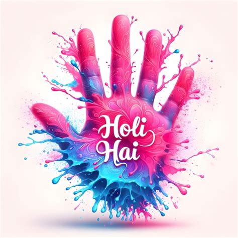 Premium Photo Holi Hai Poster With Hand Color Splash