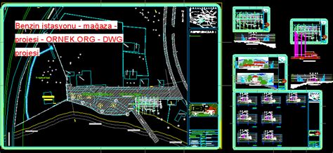 Proje Sitesi Benzin Istasyonu Mağaza Projesi Autocad Projesi