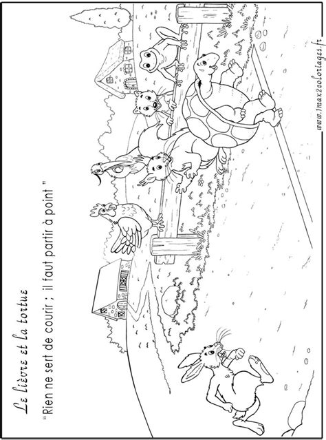 Coloriages Des Fables De Lafontaine Le Lievre Et La Tortue