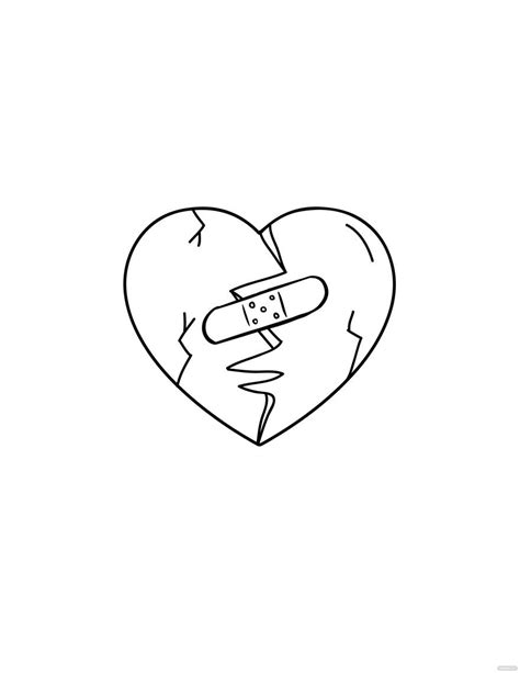 Broken Heart Line Drawing in Illustrator, PDF, JPG, EPS, SVG, PNG ...