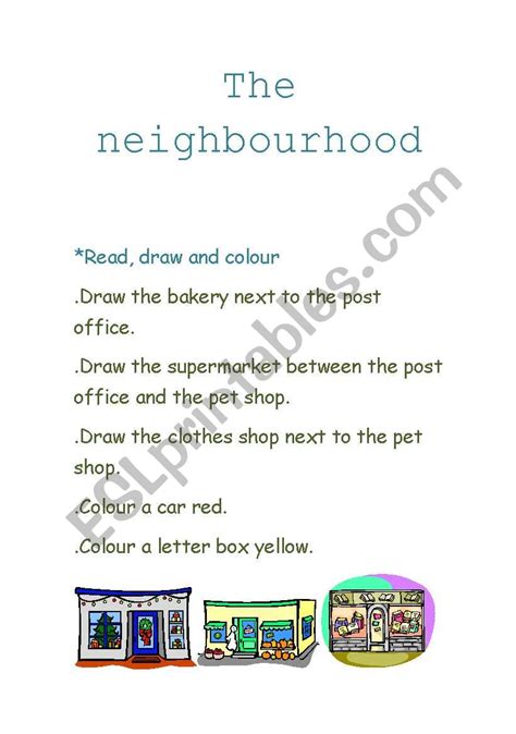 English Worksheets The Neighbourhood