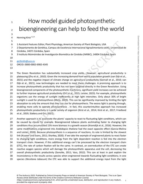 PDF How Model Guided Photosynthetic Bioengineering Can Help To Feed