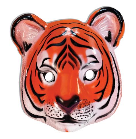 Tiger Pvc Plastic Mask Costume Accessory Child Kidsadult Jungle Animal