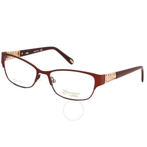 Emozioni Ladies Red Rectangular Eyeglass Frames Em43870lhf0053