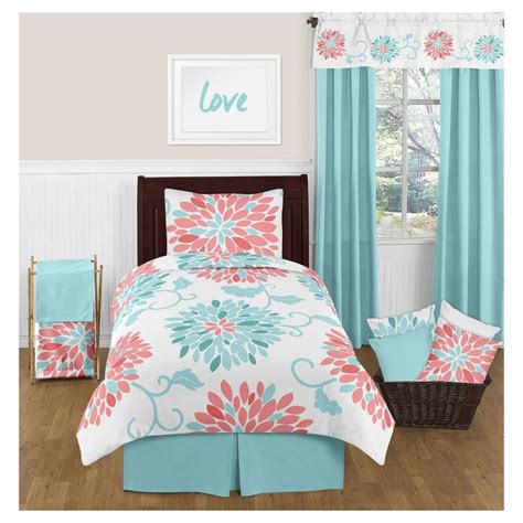 Coral And Turquoise Emma Comforter Set Twin Sweet Jojo Designs Coral Bedding Turquoise Room