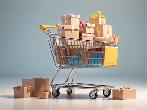 Premium Ai Image Online Shopping Made Easy Shopping Cart With Boxes