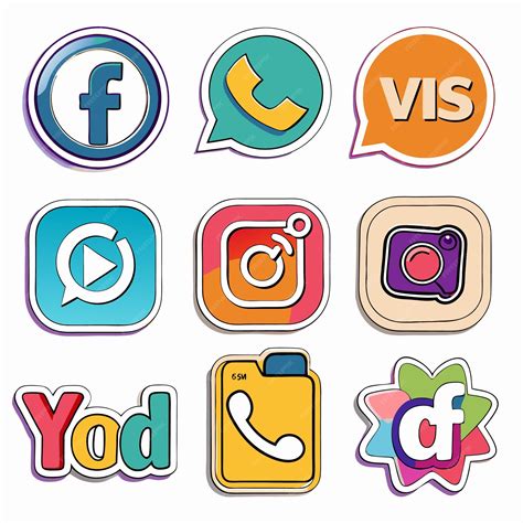 Colorful Social Media Icons In A Sticker Style Premium Ai Generated