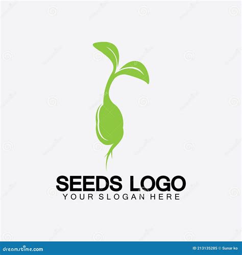 Plant Seeds Logo Concept Template Vector Growing Seed Logo Stock Vector