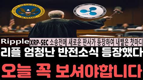 리플전망 리플 Xrp Sec 재판소송에 새로운 판사가 등장하여 내뱉은 첫마디헐 오늘 영상은 꼭 보셔야합니다 리플전망