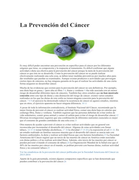 La Prevención del Cáncer