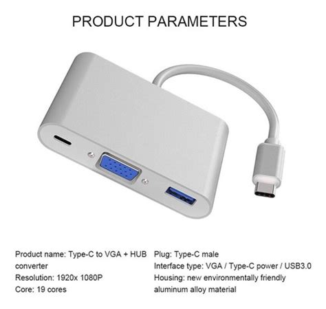 Cabo Adaptador Usb Tipo C Macho X Vga F Mea Dex C Garantia Frete Gr Tis