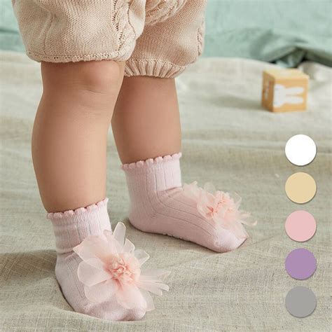 1 Pair Cotton Baby Girl Clothes Flower Socks Rubber Anti Slip Floor