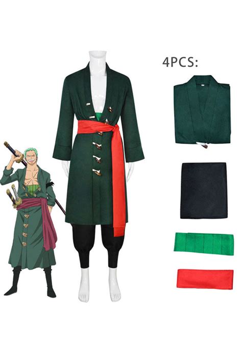 One Piece Wano Country Roronoa Zoro Cosplay Costume Green NalaGila