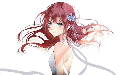 Red Haired Anime Girl With Blue Eyes Hd Wallpaper By Naru