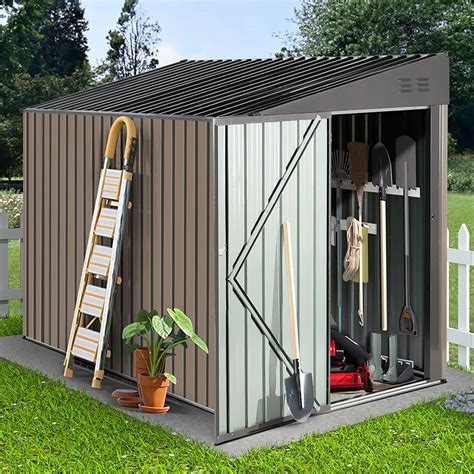 Gravforce Metal Outdoor Storage Shed 4 X 8 Ft Steel Garden Shed With