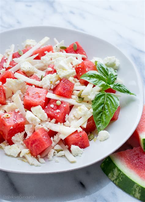 Watermelon Jicama Salad With Queso Fresco And Honey Lime Vinaigrette