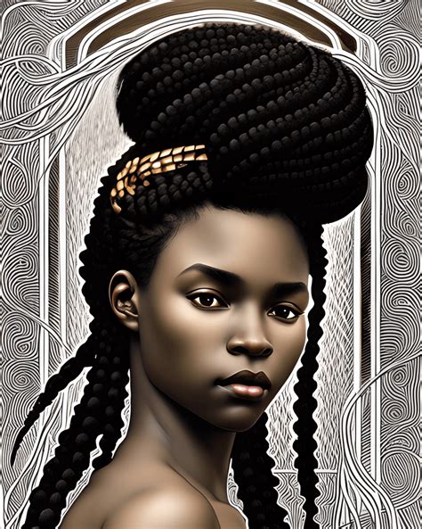 Elegant Black Woman With Loose Braids · Creative Fabrica