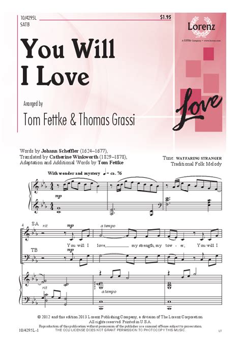 You Will I Love SATB By Tom Fettke Thom J W Pepper Sheet Music