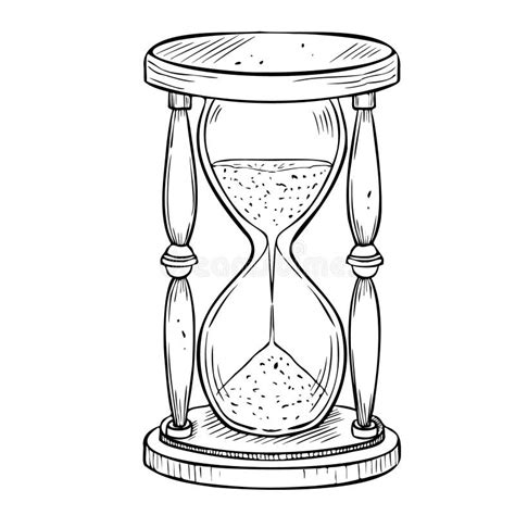 Hourglass Vector Illustration Drawing Of Antique Sandglass Painted By Black Inks In Outline