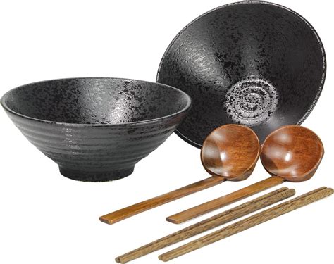 Ramen Schüssel Set Keramik 2x japanische Bowl mit Essstäbchen