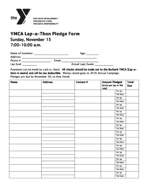 Ymca Lap A Thon Pledge Form Fill And Sign Printable Template Online