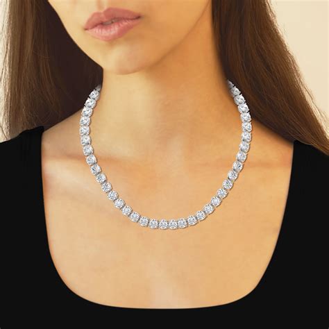 94 Ctw Round Lab Grown Diamond Tennis Necklace Grownbrilliance