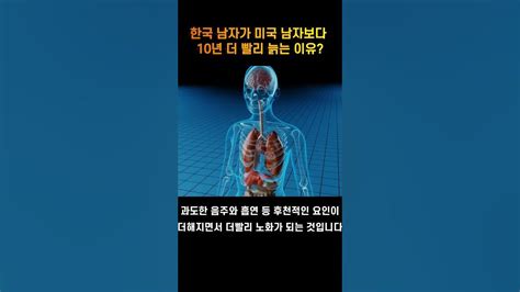 한국 남자가 미국 남자보다 10년 더 빨리 늙는 이유 노화원인 Shorts Youtube