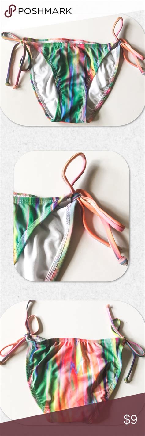 Xhilaration Neon Marble Bikini Bottoms Size S Ties At Each Hip So They