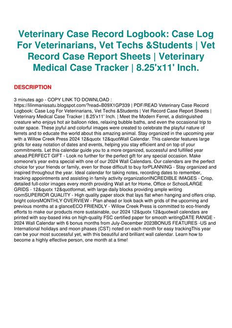 Ppt Epub Download Veterinary Case Record Logbook Case Log For