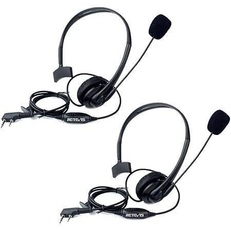 Retevis 2 Pin Funkgeräte Headset PTT Einstellbar mit Swivel Boom