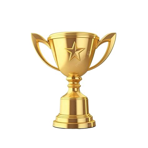 D Rendering Gold Star Trophy Isolated Success Award Symbol Png