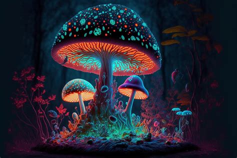 Amazon Shamanic Mushroom Uv Tapestry Blacklight Reactive Wall