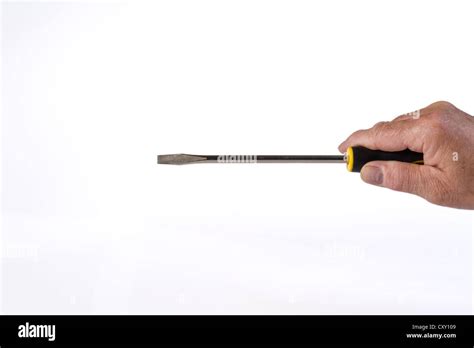 Man Holding A Screwdriver Stock Photo Alamy