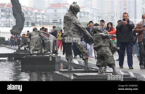 Chinese Tourists Visit Statues At Nanjing Massacre Memorial Tragic