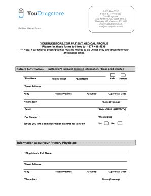 Fillable Online Patient Information Asterisk Indicates Required Fax