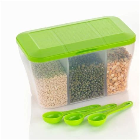 Green Compartment Plastic Food Storage Container Set Type Non