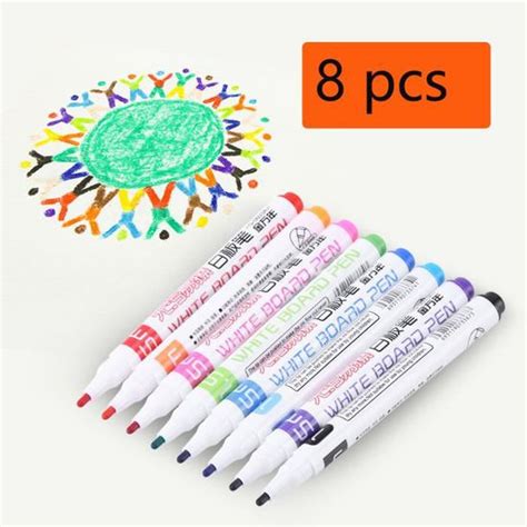 8 PCS ensemble Stylo de tableau blanc coloré marqueur effaçable non